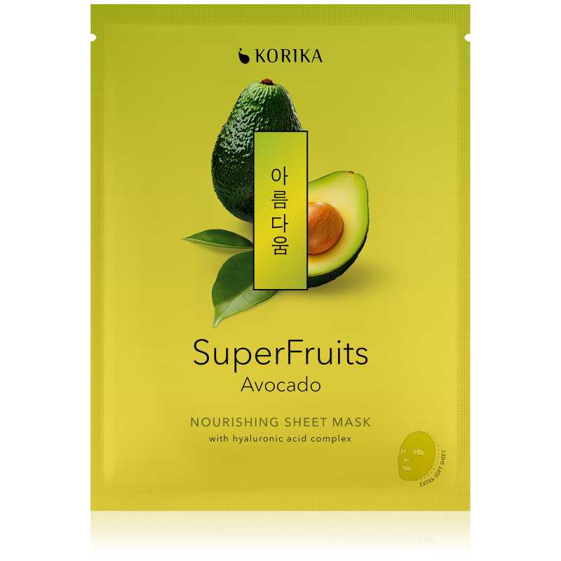 Vyživující plátýnková maska Superfruits Avocado (Nourishing Sheet Mask) Korika - 25 g Vyživující plátýnková maska Superfruits Avocado (Nourishing Sheet Mask) Korika - 25 g