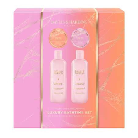 Dárková sada Jojoba, Vanilka & Mandlový olej Bathtime Set Baylis & Harding - 4 ks