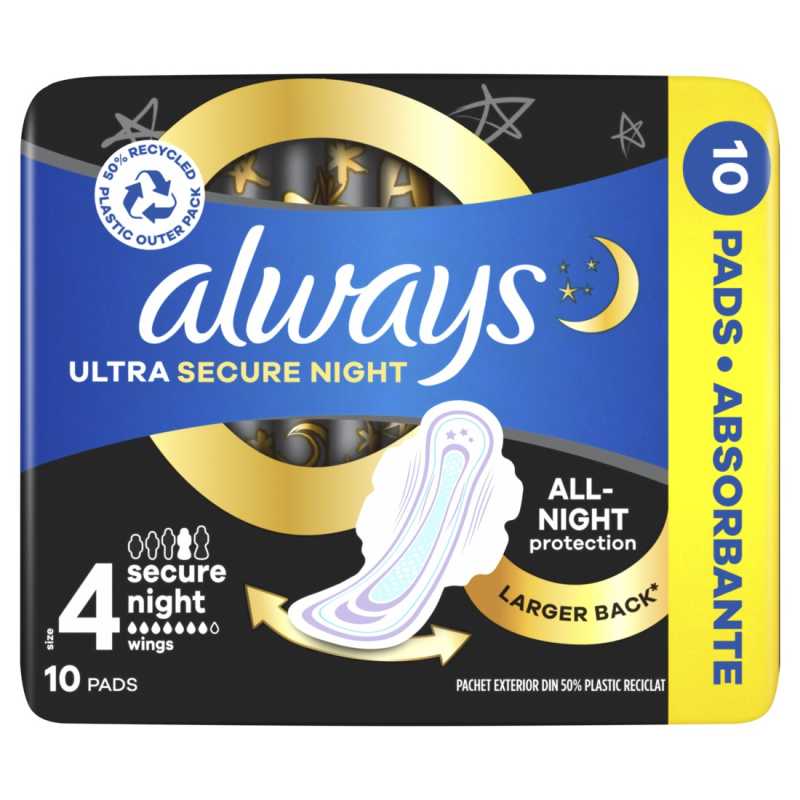 Noční hygienické vložky Ultra Secure Night S4 Always - 10 ks Noční hygienické vložky Ultra Secure Night S4 Always - 10 ks