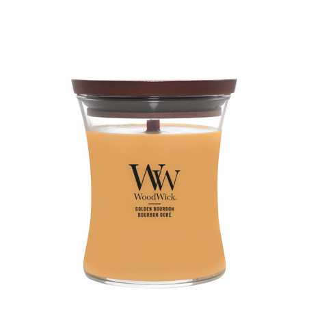 Vonná svíčka váza střední Golden Bourbon Woodwick - 275 g