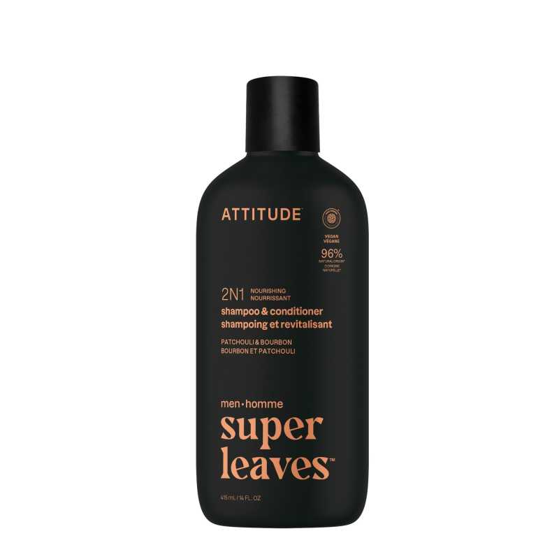 Pánský vyživující šampon a kondicionér 2v1 Super Leaves Patchouli & Bourbon (Shampoo & Conditioner) Attitude - 415 ml Pánský vyživující šampon a kondicionér 2v1 Super Leaves Patchouli & Bourbon (Shampoo & Conditioner) Attitude - 415 ml