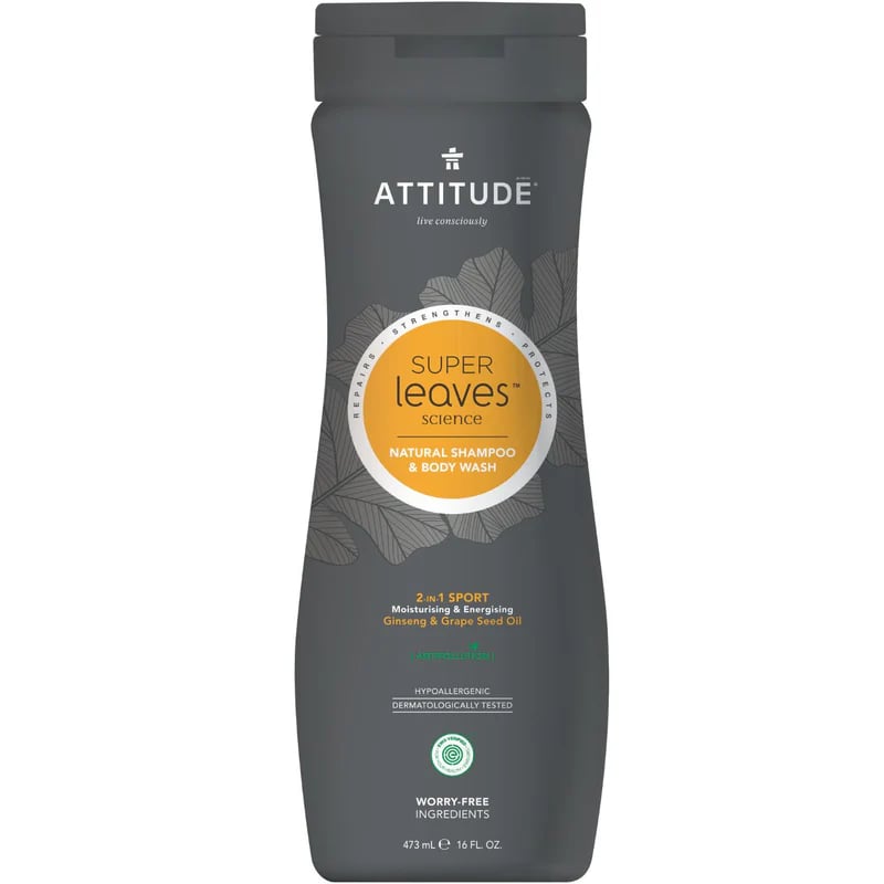 Přírodní pánský šampon a tělové mýdlo 2v1 Super Leaves (Shampoo & Body Wash) Attitude - 473 ml