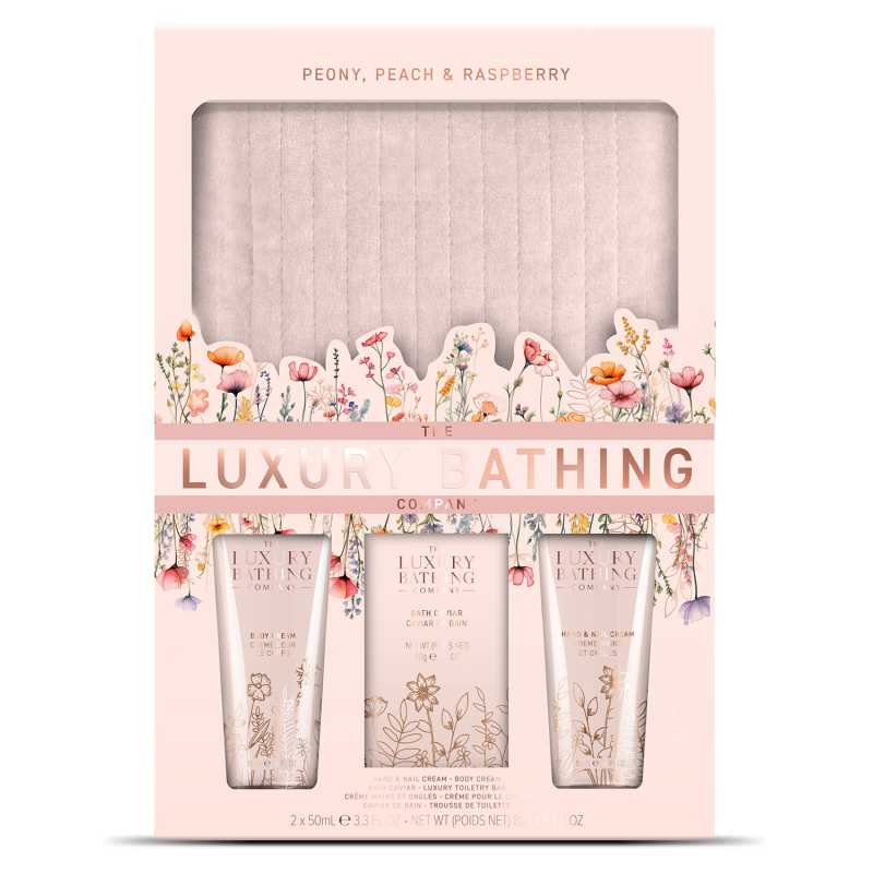 Dárková sada péče o tělo s kosmetickou taškou Pivoňka, Broskev & Malina The Luxury Bathing Company - 4 ks Dárková sada péče o tělo s kosmetickou taškou Pivoňka, Broskev & Malina The Luxury Bathing Company - 4 ks