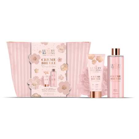 Dárková sada péče o tělo v kosmetické tašce Creme brulée, Pomerančový & Vanilka The Luxury Bathing Company - 3 ks