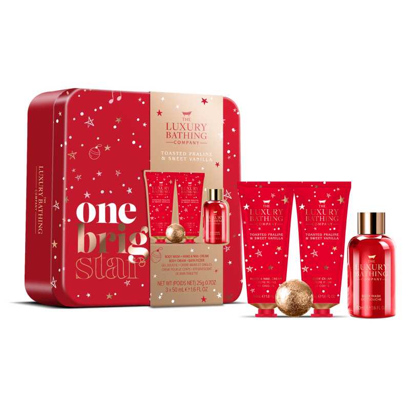 Dárková sada v plechové dóze Pralinka & Vanilka The Luxury Bathing Company - 4 ks Dárková sada v plechové dóze Pralinka & Vanilka The Luxury Bathing Company - 4 ks