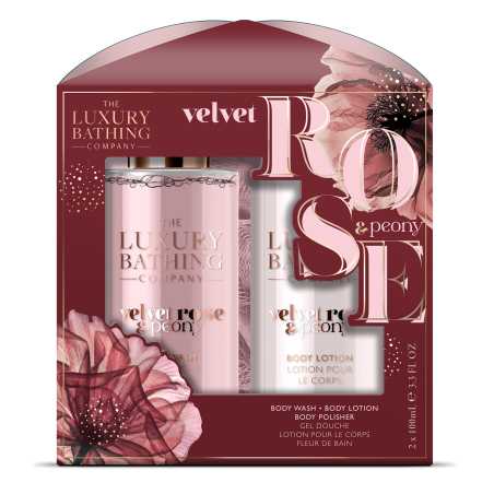 Dárková sada s mycí houbou Růže & Pivoňka The Luxury Bathing Company - 3 ks