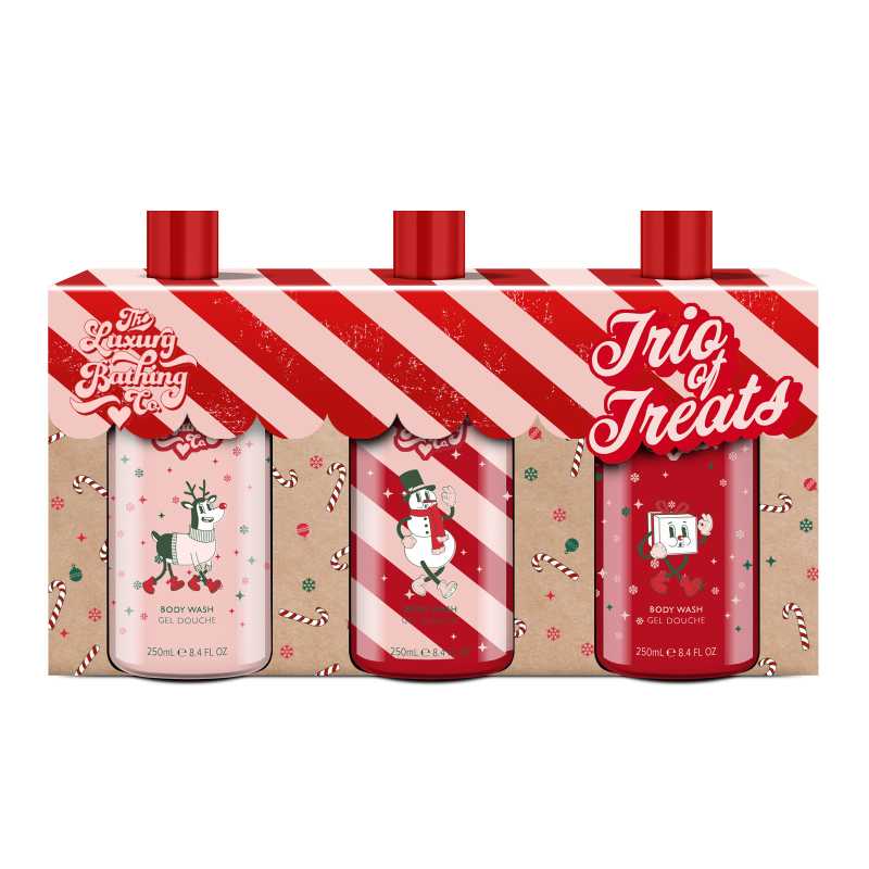 Dárková sada sprchových gelů Vánoční cukrovinky, Kakao & Vanilka The Luxury Bathing Company - 3 x 250 ml Dárková sada sprchových gelů Vánoční cukrovinky, Kakao & Vanilka The Luxury Bathing Company - 3 x 250 ml