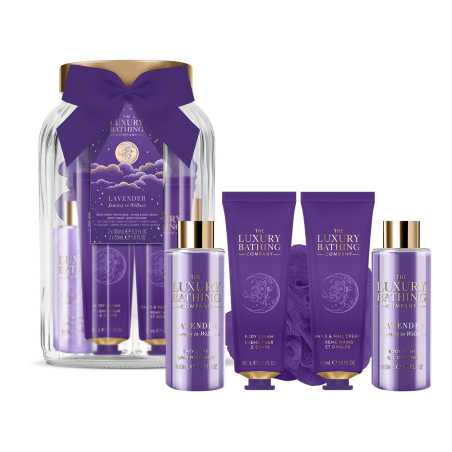 Dárková sada tělové péče ve skleněné dóze Levandule The Luxury Bathing Company - 5 ks