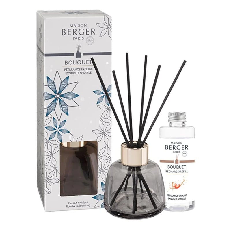 Dárková sada aroma difuzér Rosalie šedý + náplň Intenzivní třpyt Maison Berger Paris - 90 ml
