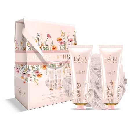 Sada péče o tělo v dárkové krabičce Pivoňka, Broskev & Malina The Luxury Bathing Company - 3 ks