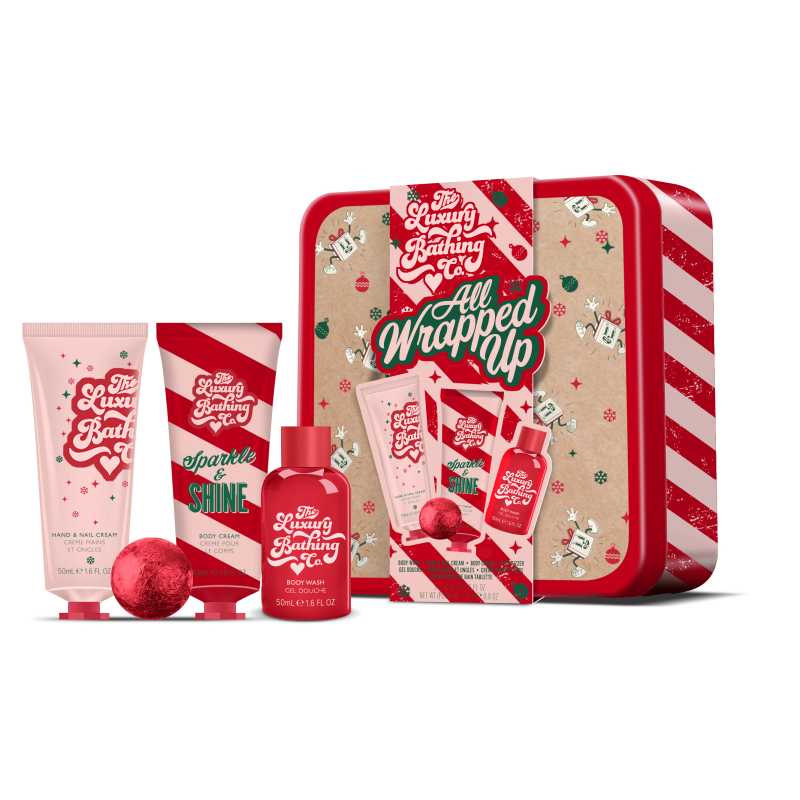 Dárková mini sada péče o tělo v plechové dóze Vánoční cukrovinky, Kakao & Vanilka The Luxury Bathing Company - 4 ks Dárková mini sada péče o tělo v plechové dóze Vánoční cukrovinky, Kakao & Vanilka The Luxury Bathing Company - 4 ks