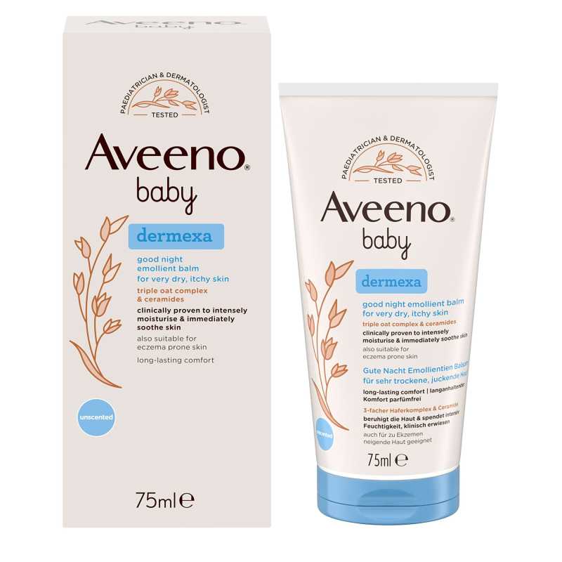 Emolienční balzám na dobrou noc Baby Dermexa (Emollient Balm) Aveeno - 75 ml Emolienční balzám na dobrou noc Baby Dermexa (Emollient Balm) Aveeno - 75 ml