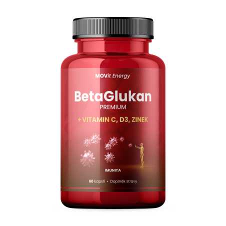 BetaGlukan 350 mg + Vitamin C, D3, Zinek Premium Movit Energy - 60 kapslí