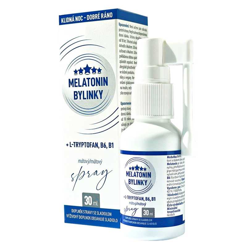 Melatonin Bylinky mátový sprej Clinical - 30 ml Melatonin Bylinky mátový sprej Clinical - 30 ml