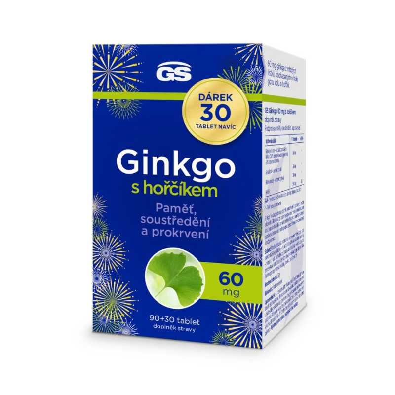 GS Ginkgo 60 mg s hořčíkem 90 + 30 tablet ZDARMA Greenswan GS Ginkgo 60 mg s hořčíkem 90 + 30 tablet ZDARMA Greenswan