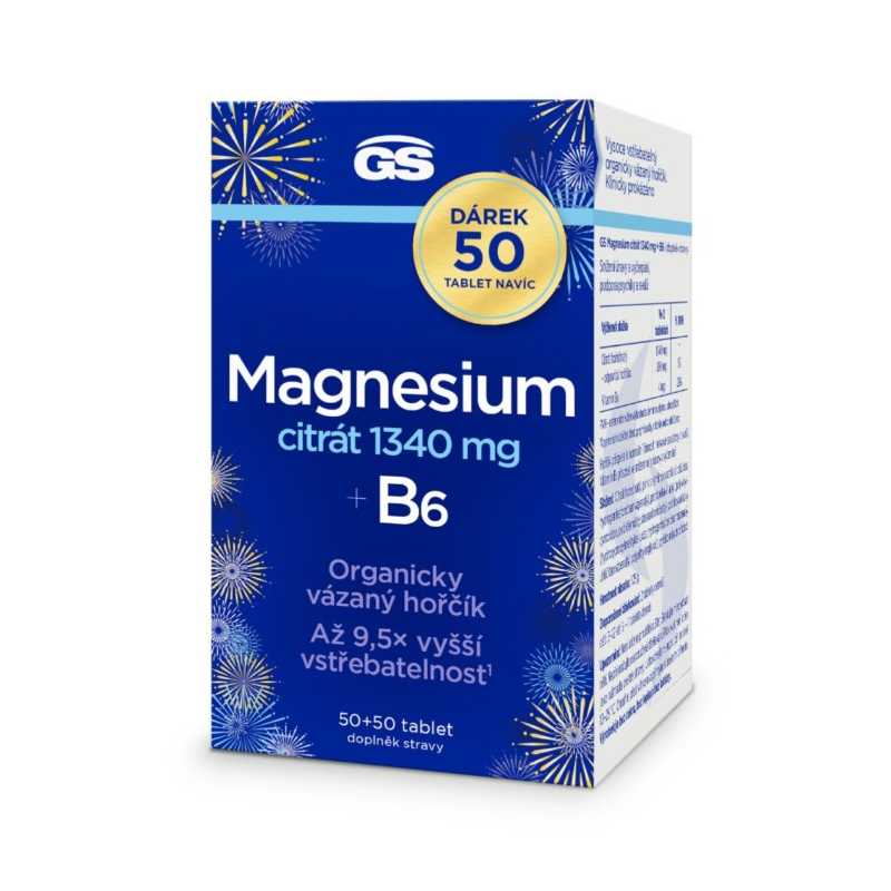 GS Magnesium citrát 1340 mg + B6 50 + 50 tablet ZDARMA Greenswan GS Magnesium citrát 1340 mg + B6 50 + 50 tablet ZDARMA Greenswan