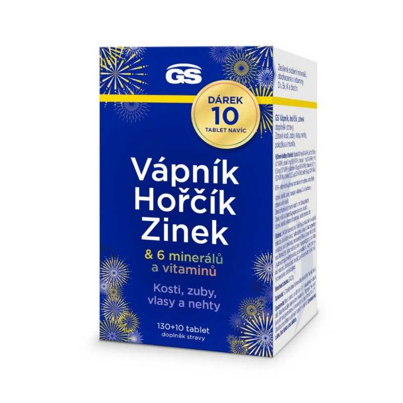 GS Vápník, hořčík, zinek 130 + 10 tablet ZDARMA Greenswan