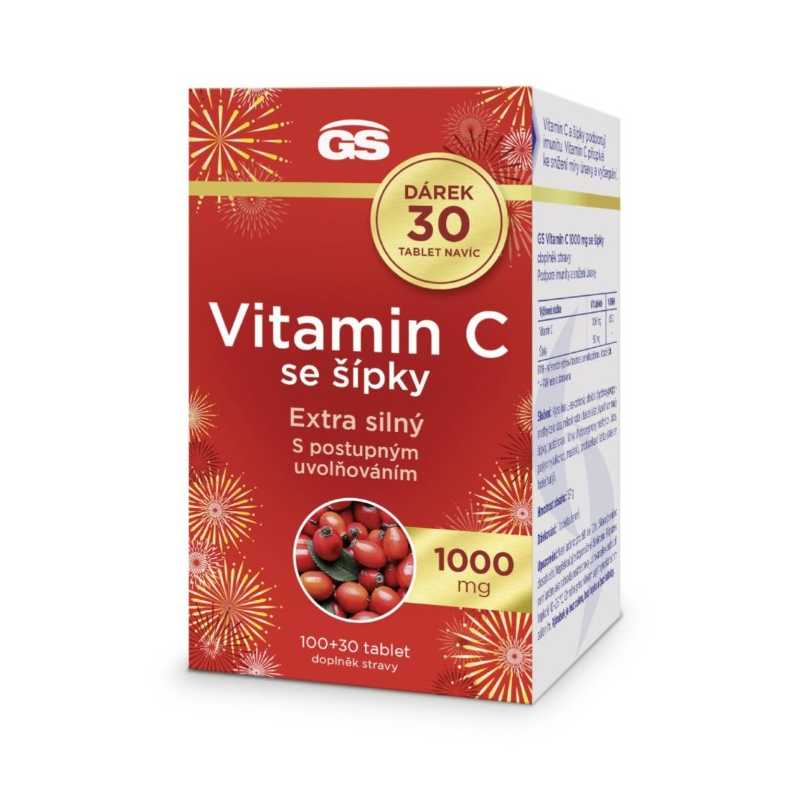 GS Vitamin C 1000 mg se šípky 100 + 30 tablet ZDARMA Greenswan
