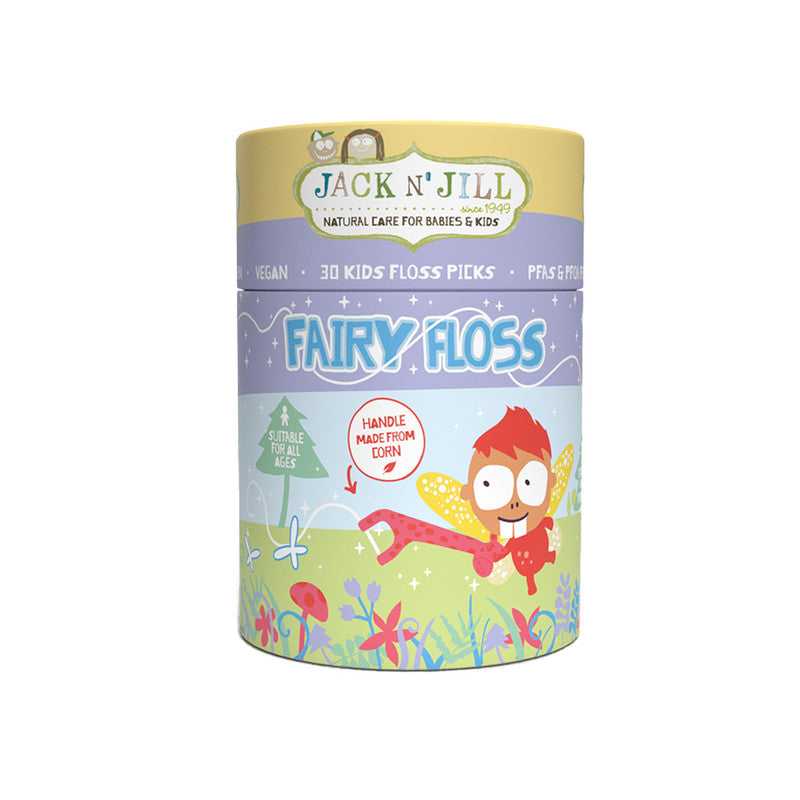 Jack n' Jill Zubní nit pro děti Fairy Floss (30 ks) - s držátkem ve tvaru žirafy