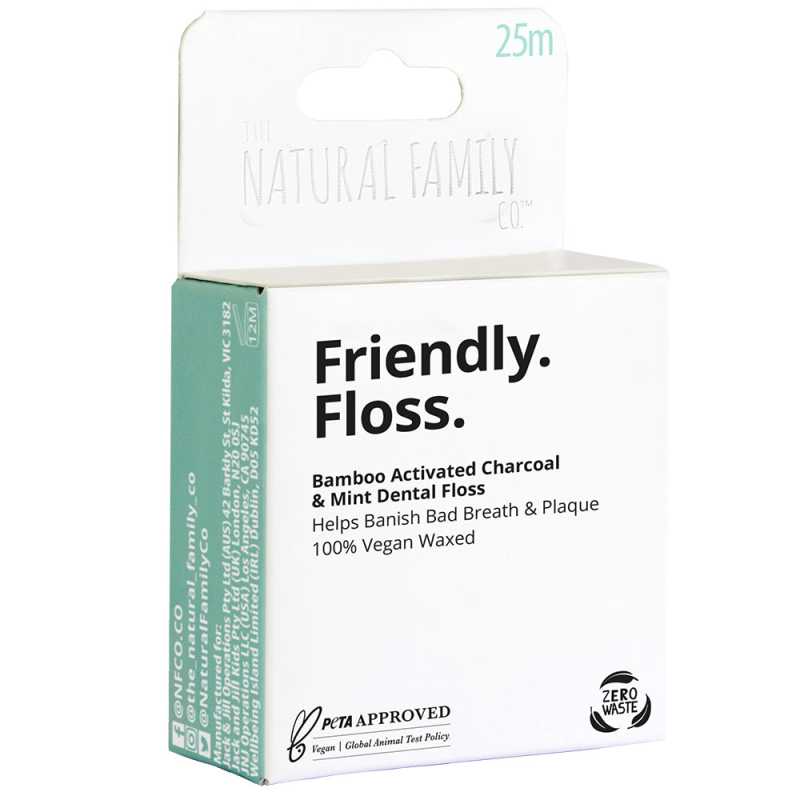 Jack n' Jill NFco. Zubní nit Friendly Floss (25 m) - s mátou a aktivním uhlím