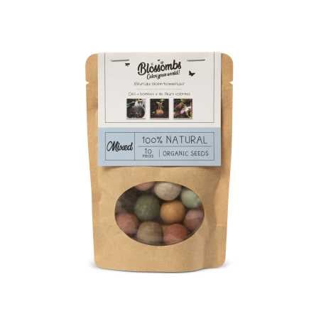 Blossombs Semínkové bomby v papírovém sáčku - mix barev (10 ks) - semínka bio lučního divokého kvítí