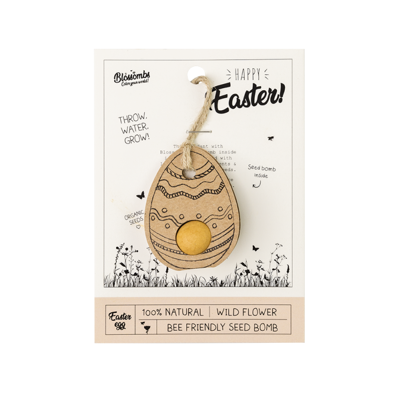 Blossombs Semínková bomba - Dárková dekorace "Veselé Velikonoce" - Vajíčko (1 ks) Blossombs Semínková bomba - Dárková dekorace "Veselé Velikonoce" - Vajíčko (1 ks)