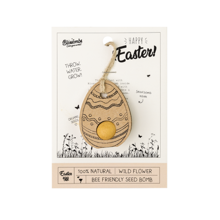 Blossombs Semínková bomba - Dárková dekorace "Veselé Velikonoce" - Vajíčko (1 ks)