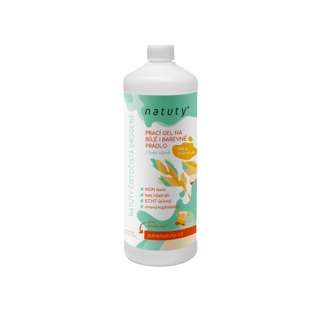 Natuty Prací gel na bílé i barevné prádlo bez vůně (1 l) - 33 pracích dávek v 1 litru