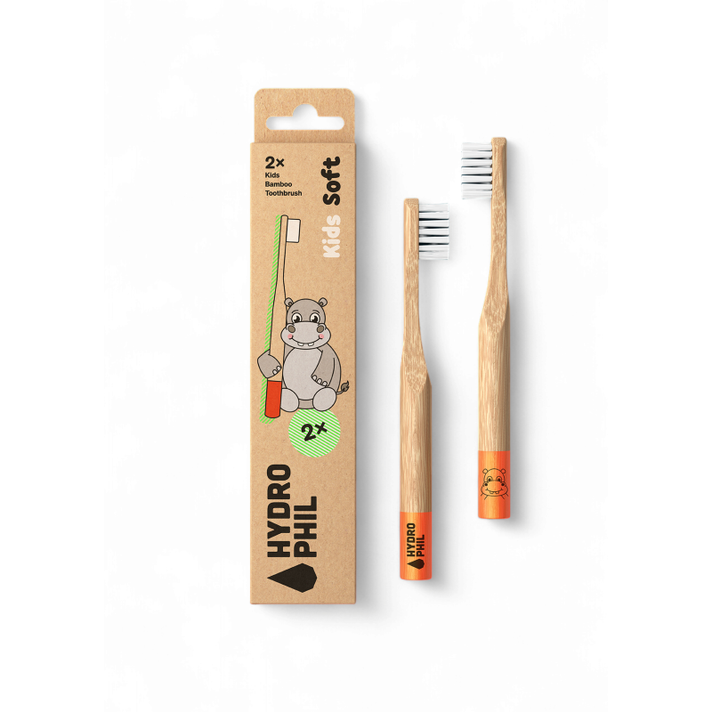 Hydrophil Dětský bambusový zubní kartáček - Hroch (2 ks) - extra jemné štetinky