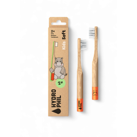 Hydrophil Dětský bambusový zubní kartáček - Hroch (2 ks) - extra jemné štetinky