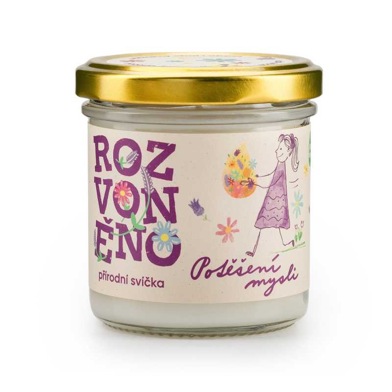 Rozvoněno Vonná svíčka - Potěšení mysli (130 ml) - s levandulí a citronovou trávou Rozvoněno Vonná svíčka - Potěšení mysli (130 ml) - s levandulí a citronovou trávou