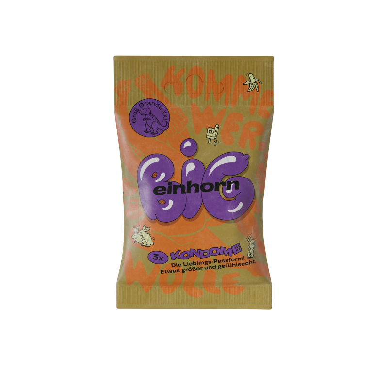 Einhorn Kondomy Big 3 ks - veganské, bez parfemace Einhorn Kondomy Big 3 ks - veganské, bez parfemace