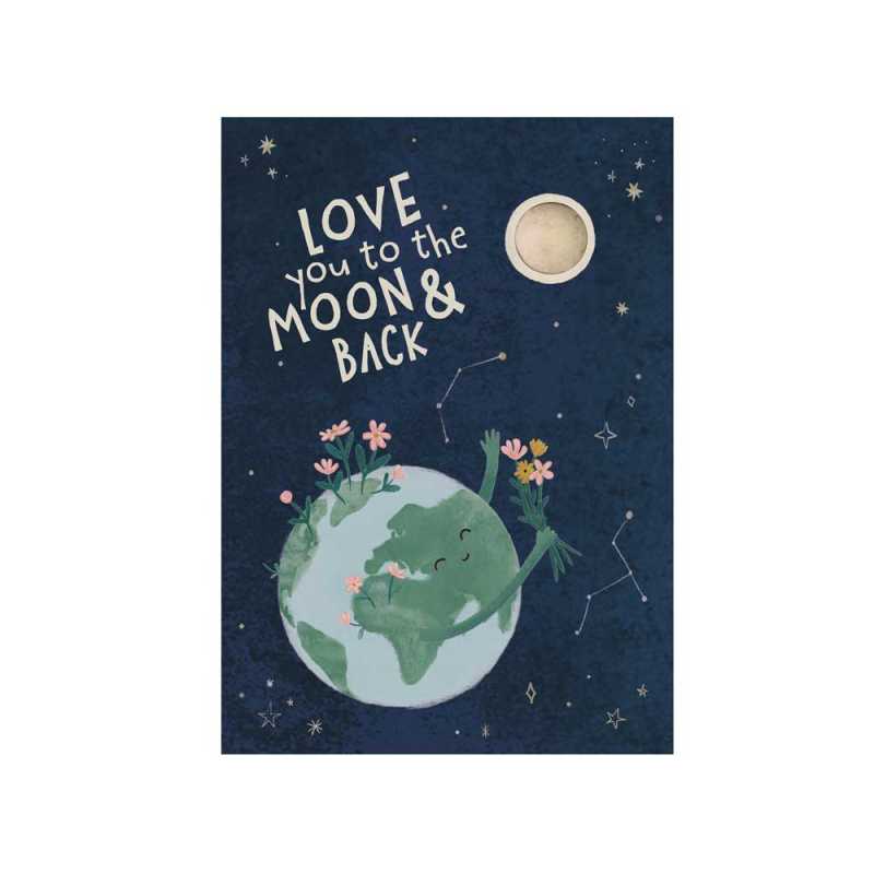 Blossombs Semínková bomba - Dárková karta - Miluji tě až na měsíc a zpět (1 ks) - originální dárek z lásky Blossombs Semínková bomba - Dárková karta - Miluji tě až na měsíc a zpět (1 ks) - originální dárek z lásky