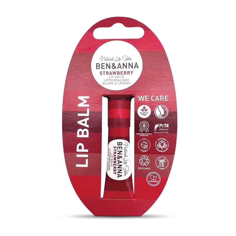 Ben & Anna Balzám na rty - Strawberry (6 g) - krémová textura, vůně jahod Ben & Anna Balzám na rty - Strawberry (6 g) - krémová textura, vůně jahod