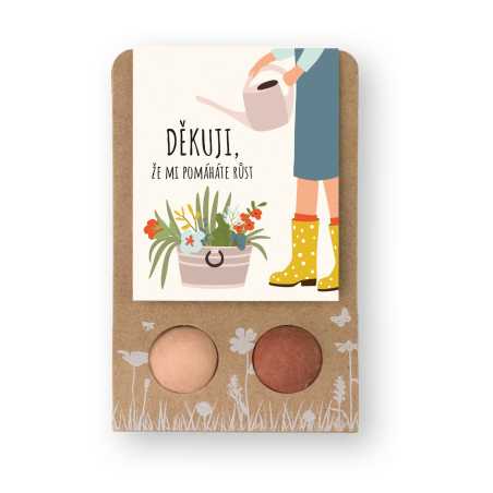 Blossombs Semínkové bomby - Drobný dáreček - Děkuji, že mi pomáháte růst (2 ks) - darujte květinu jinak