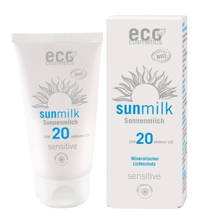 Eco Cosmetics Opalovací mléko SPF 20 Sensitive BIO (75 ml) - s přírodními minerálními filtry