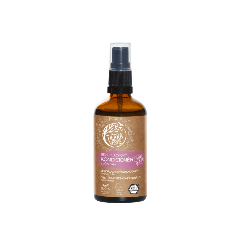 Tierra Verde Bezoplachový kondicionér s vůní růže 100 ml - na mokré i suché vlasy Tierra Verde Bezoplachový kondicionér s vůní růže 100 ml - na mokré i suché vlasy