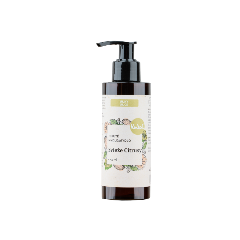 Kvitok Tekuté mýdlo Svěží citrusy (150 ml) - s mandlovým olejem Kvitok Tekuté mýdlo Svěží citrusy (150 ml) - s mandlovým olejem