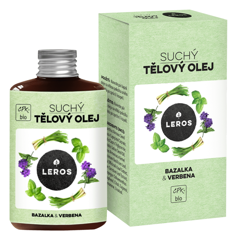 LEROS Suchý tělový olej BIO (100 ml) - Bazalka & verbena - i pro výživu vlasových konečků a nehtů LEROS Suchý tělový olej BIO (100 ml) - Bazalka & verbena - i pro výživu vlasových konečků a nehtů