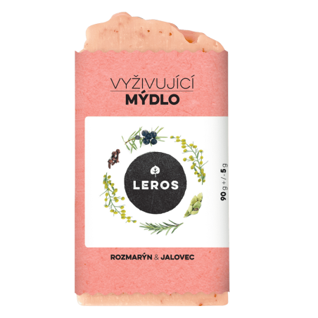 LEROS Vyživující mýdlo (90 g) - Rozmarýn & jalovec - s růžovým jílem