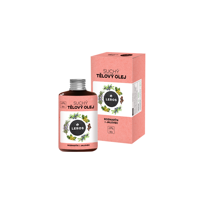 LEROS Suchý tělový olej BIO (100 ml) - Rozmarýn & jalovec - vhodný i na lymfatickou masáž, vlasy, nehty LEROS Suchý tělový olej BIO (100 ml) - Rozmarýn & jalovec - vhodný i na lymfatickou masáž, vlasy, nehty