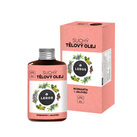 LEROS Suchý tělový olej BIO (100 ml) - Rozmarýn & jalovec - vhodný i na lymfatickou masáž, vlasy, nehty