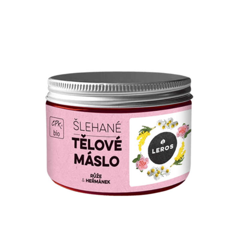 LEROS Šlehané tělové máslo BIO (150 ml) - Růže & heřmánek - nezanechává mastný film LEROS Šlehané tělové máslo BIO (150 ml) - Růže & heřmánek - nezanechává mastný film