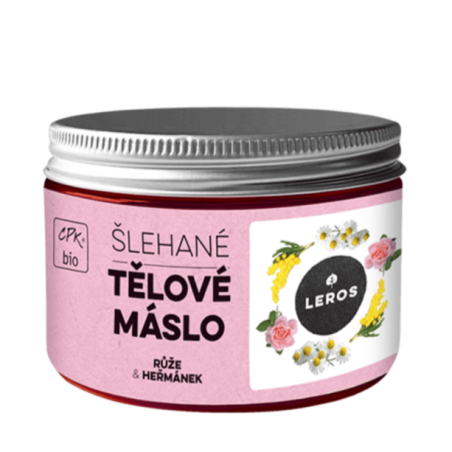 LEROS Šlehané tělové máslo BIO (150 ml) - Růže & heřmánek - nezanechává mastný film