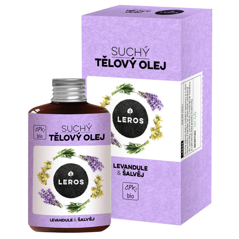 LEROS Suchý tělový olej BIO (100 ml) - Levandule & šalvěj - vhodný i na lymfatickou masáž, vlasy, nehty LEROS Suchý tělový olej BIO (100 ml) - Levandule & šalvěj - vhodný i na lymfatickou masáž, vlasy, nehty