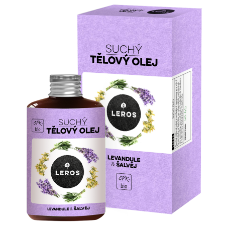 LEROS Suchý tělový olej BIO (100 ml) - Levandule & šalvěj - vhodný i na lymfatickou masáž, vlasy, nehty