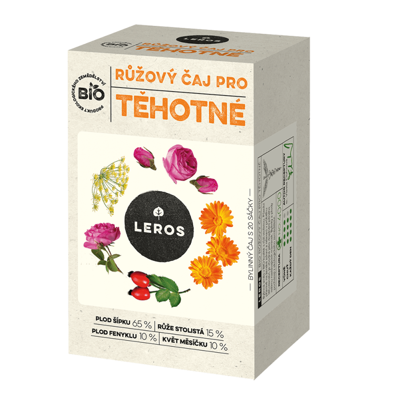 LEROS Růžový čaj pro těhotné BIO - nálev. sáčky (20 x 2 g) - bylinky a plody pro klidné těhotenství