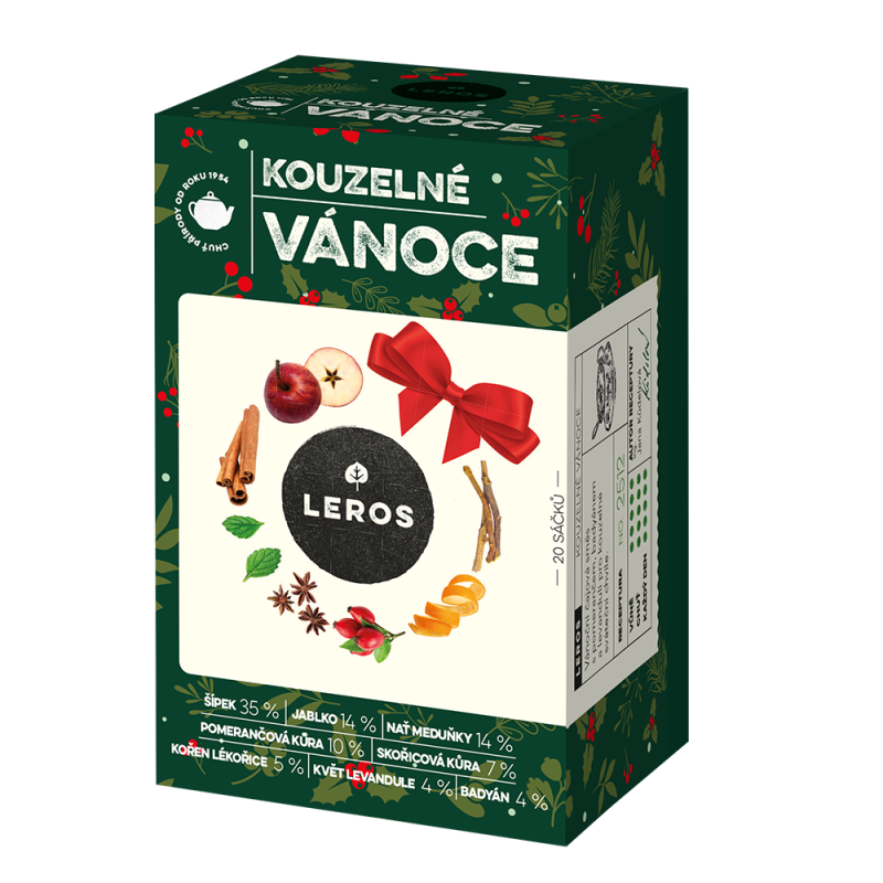 LEROS Ovocný čaj aromatizovaný Kouzelné Vánoce - nálev. sáčky (20 x 2 g) - vůně vanilky a mandlí, čaj z bylin a koření