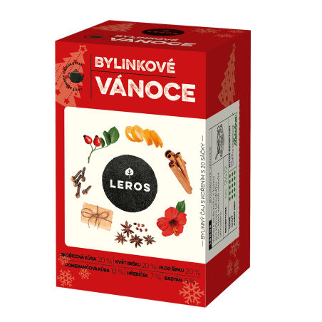 LEROS Bylinný čaj s kořením Bylinkové Vánoce - nálev. sáčky (20 x 2 g) - chuť skořice a lékořice, čaj z bylin a koření