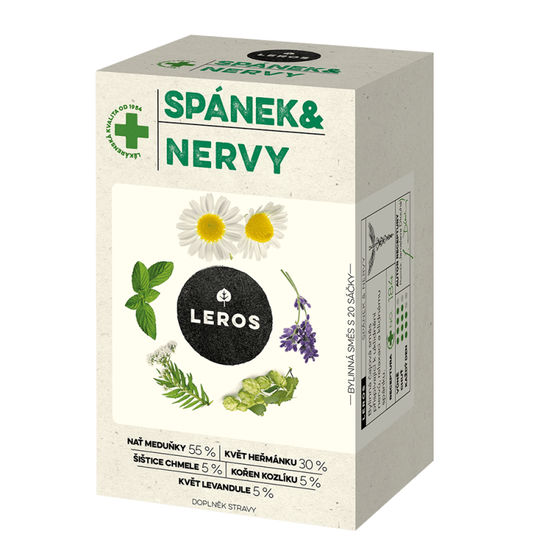 LEROS Bylinný čaj Spánek & Nervy - nálev. sáčky (20 x 1,3 g) - zklidňuje mysl LEROS Bylinný čaj Spánek & Nervy - nálev. sáčky (20 x 1,3 g) - zklidňuje mysl